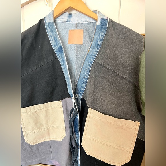 OOAK UPCYCLED Denim Levi’s Carhartt Patchwork Handmade Jacket ONE SIZE - Picture 5 of 7